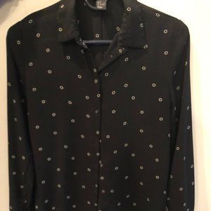 H&M black blouse with pattern, size 2